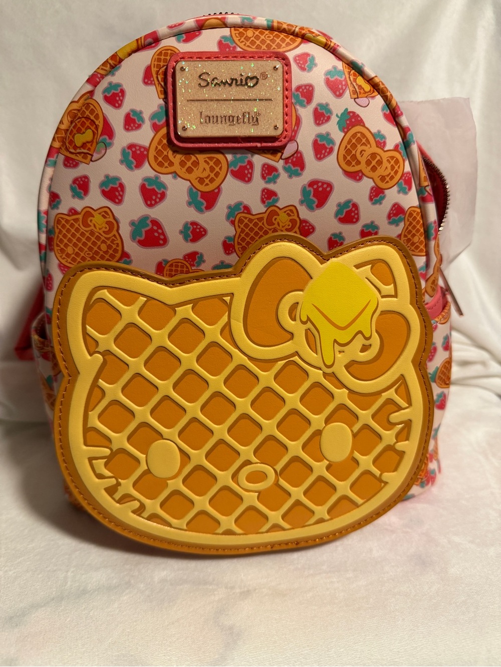 Loungefly Glitter Strawberry & Yellow Waffle Hello Kitty Backpack